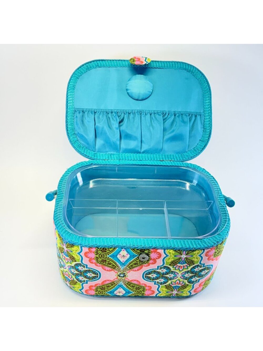 Geometric Fabric Sewing Box Removable Plastic Tray Magnetic Closure Philippines